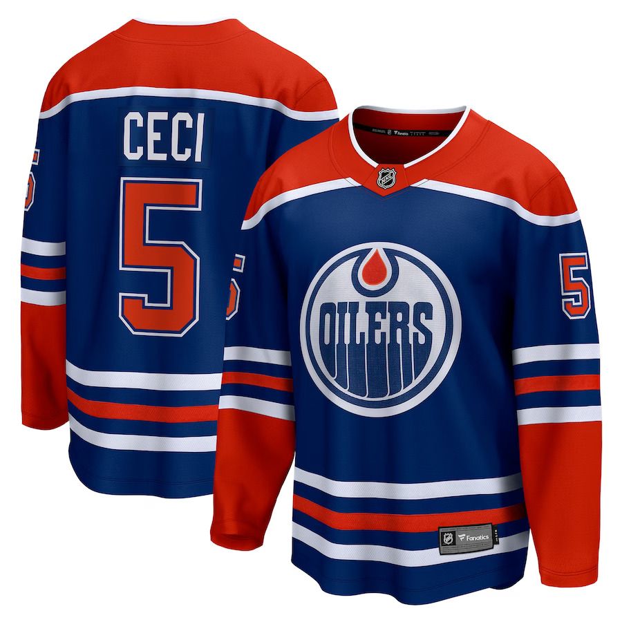 Men Edmonton Oilers 5 Cody Ceci Fanatics Branded Royal Home Breakaway Player NHL Jersey